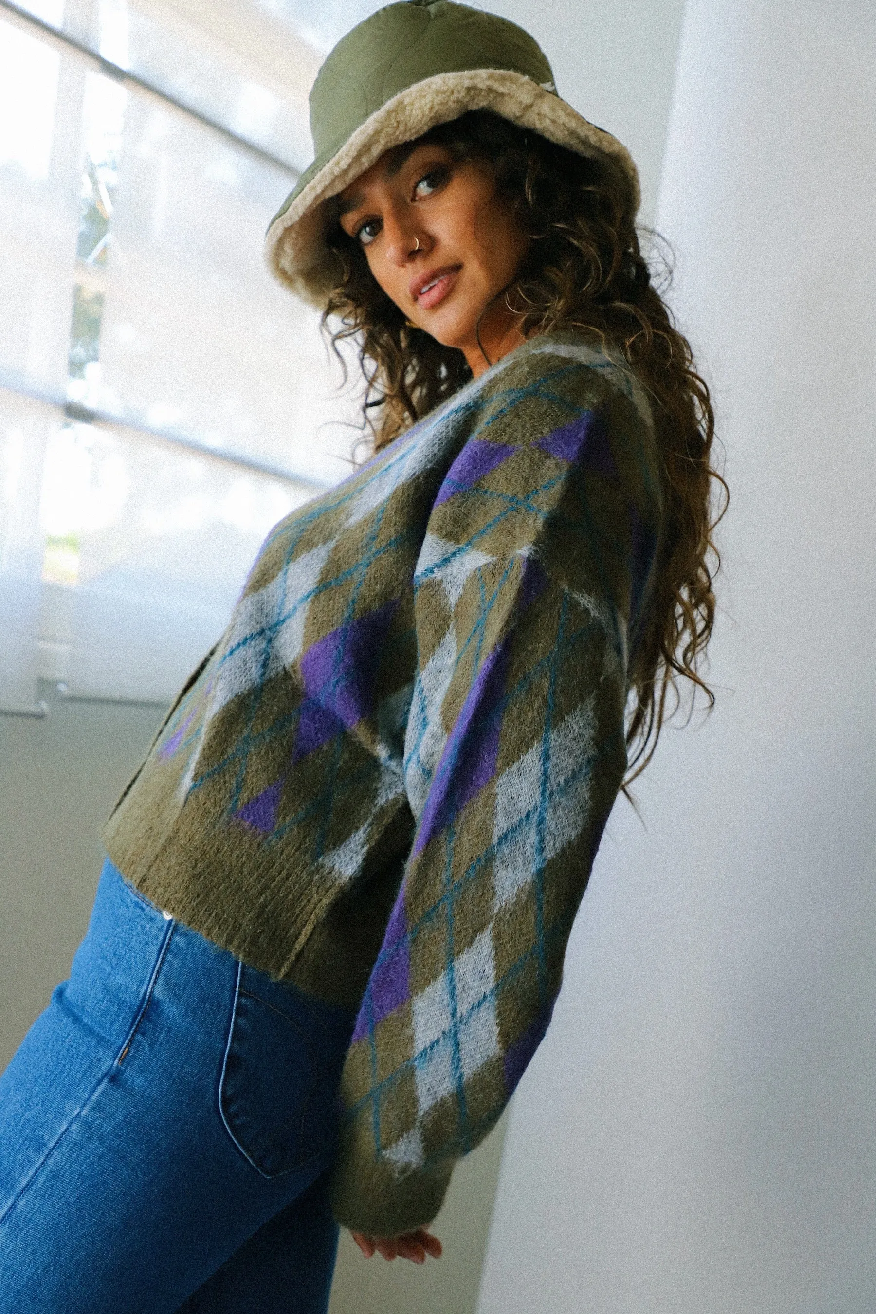 Forest Mist Argyle Cardigan