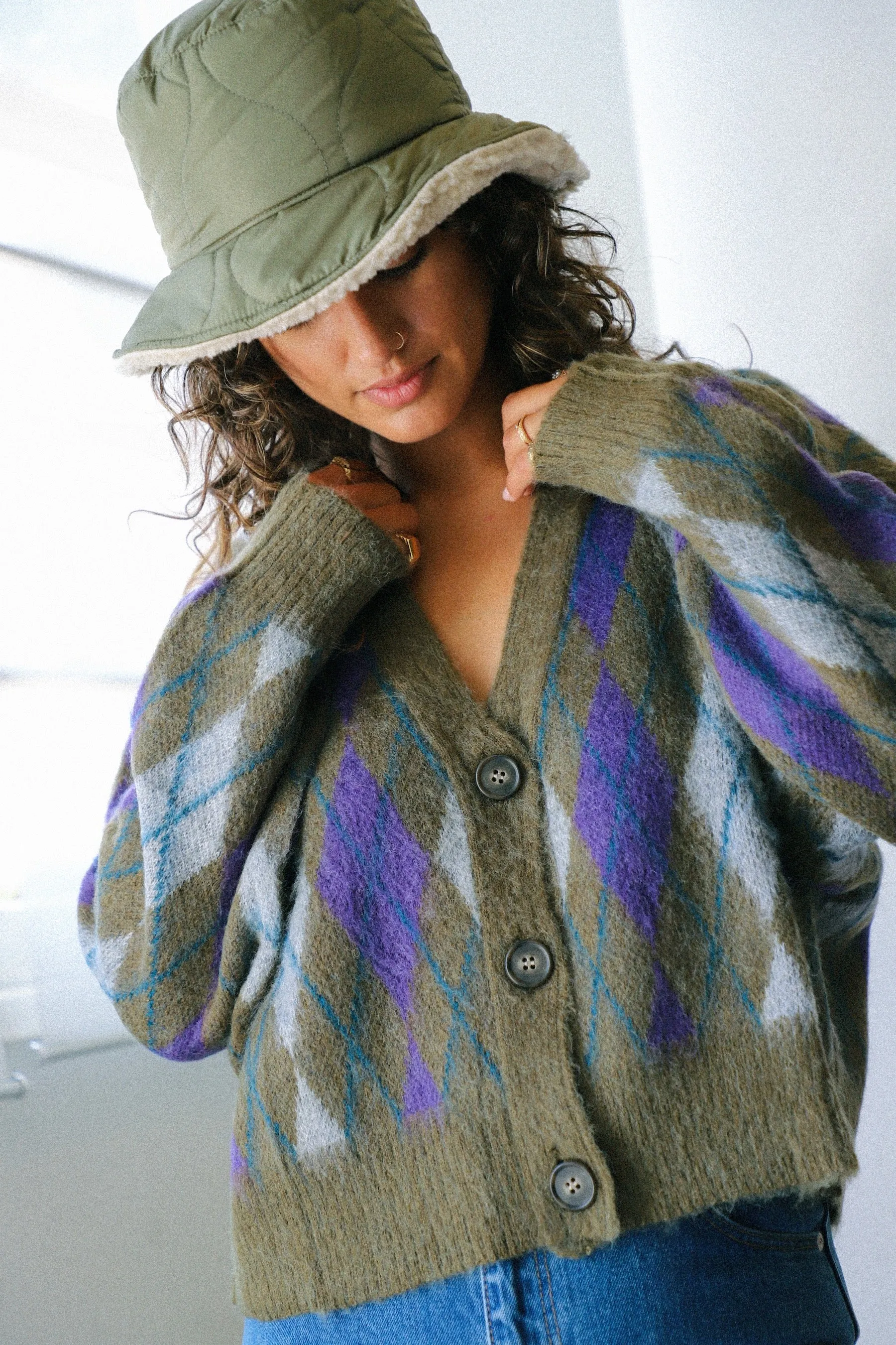 Forest Mist Argyle Cardigan