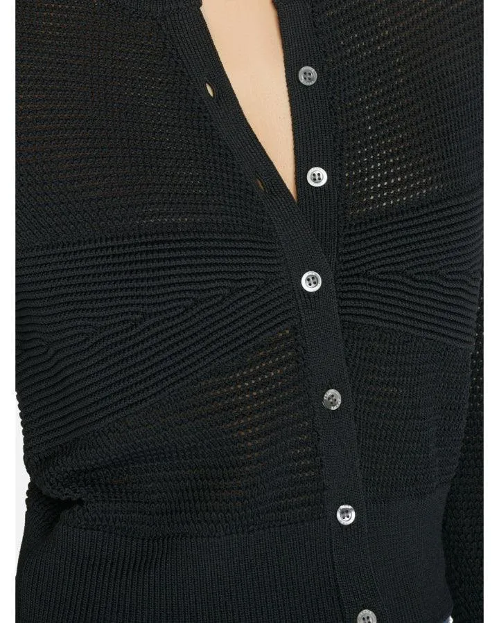 Frame Mixed Stitch Shrunken Cardi