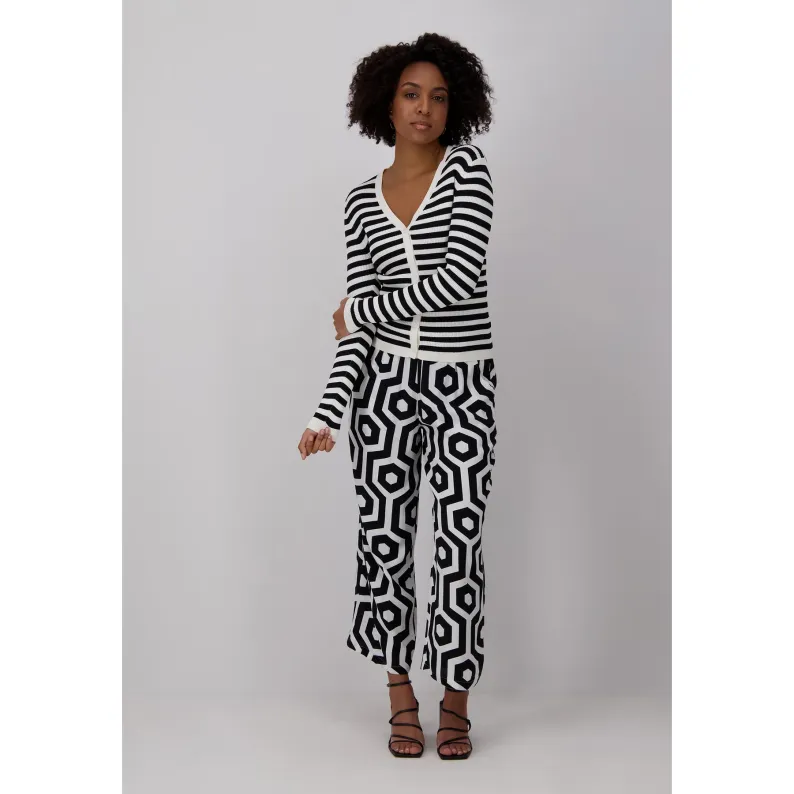 Fynch-Hatton RIB KNIT CARDIGAN WITH STRIPES OFFWHITE 23037016