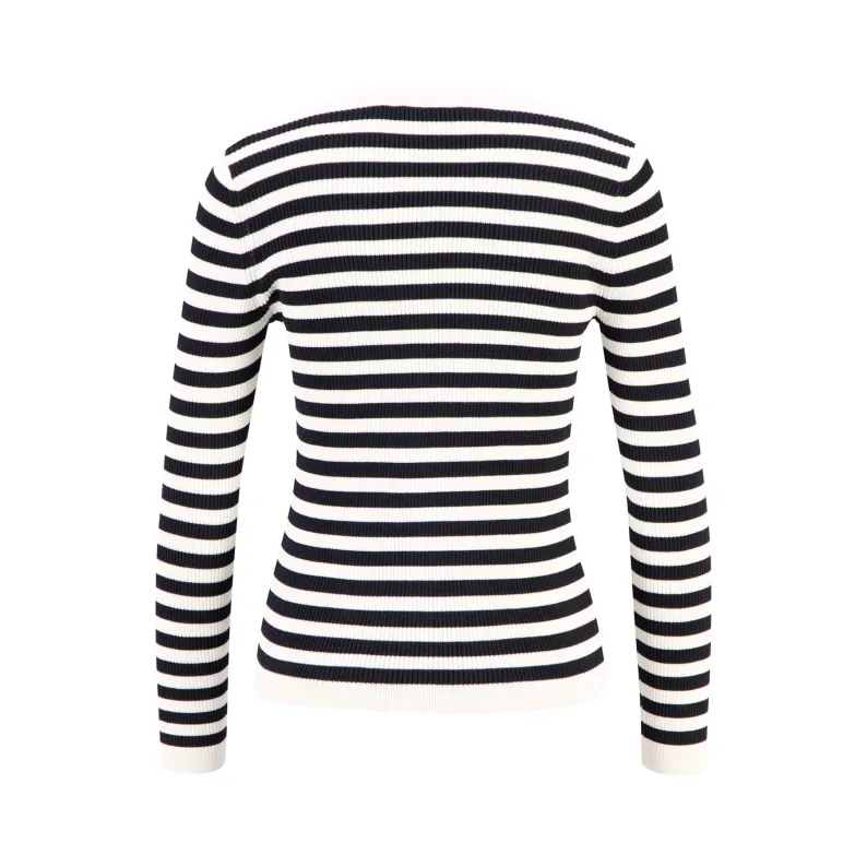 Fynch-Hatton RIB KNIT CARDIGAN WITH STRIPES OFFWHITE 23037016