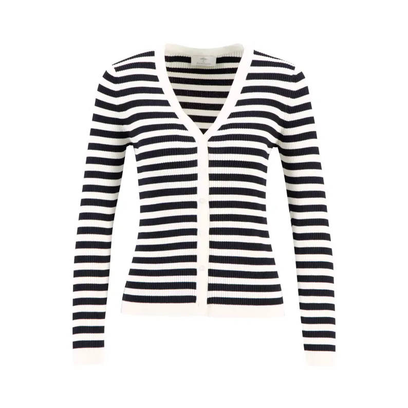 Fynch-Hatton RIB KNIT CARDIGAN WITH STRIPES OFFWHITE 23037016