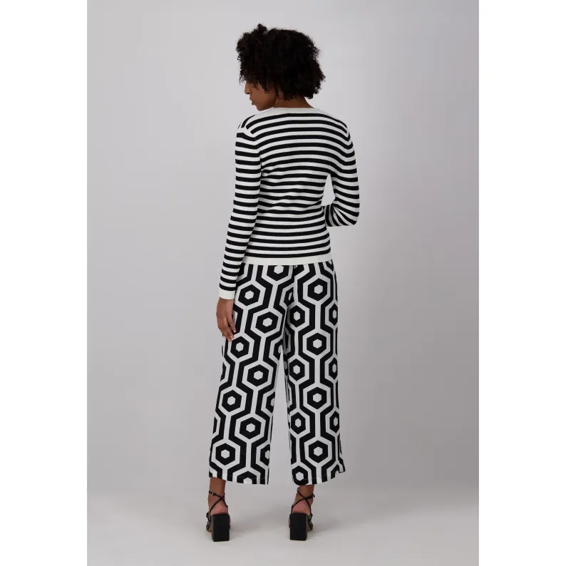 Fynch-Hatton RIB KNIT CARDIGAN WITH STRIPES OFFWHITE 23037016