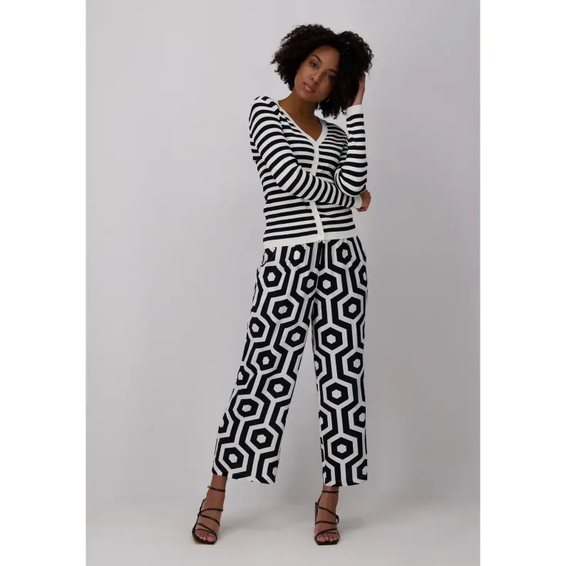 Fynch-Hatton RIB KNIT CARDIGAN WITH STRIPES OFFWHITE 23037016