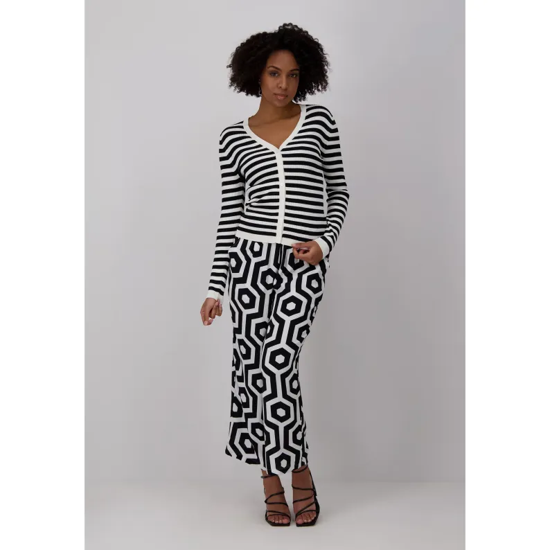 Fynch-Hatton RIB KNIT CARDIGAN WITH STRIPES OFFWHITE 23037016