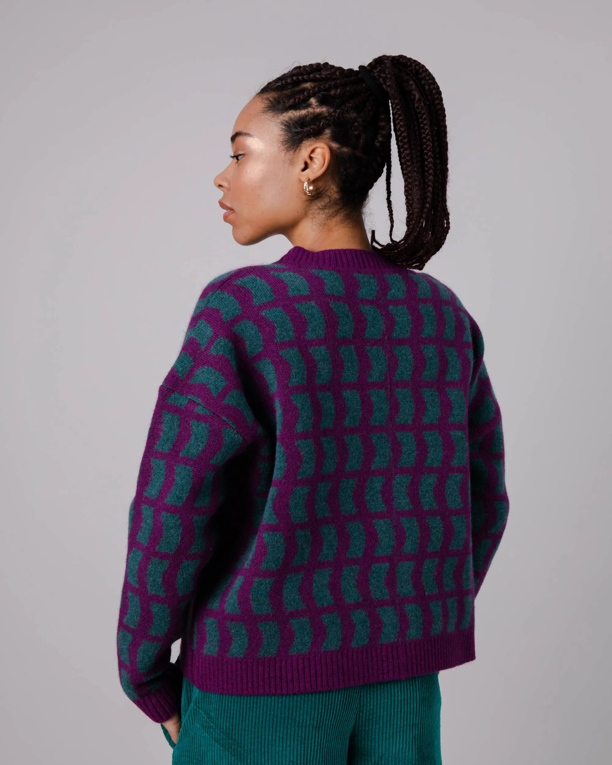 Geo Wool Cardigan Mulberry