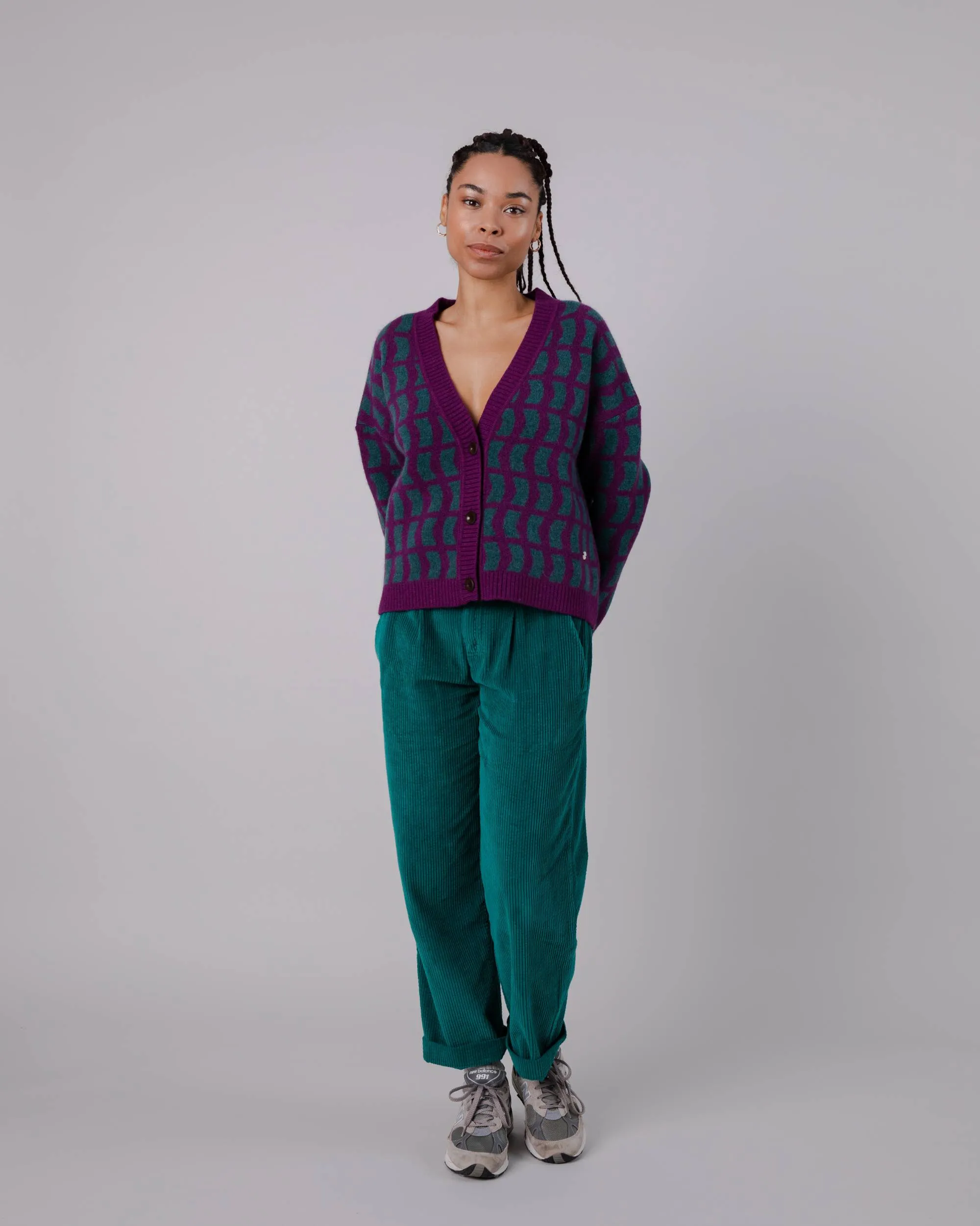 Geo Wool Cardigan Mulberry