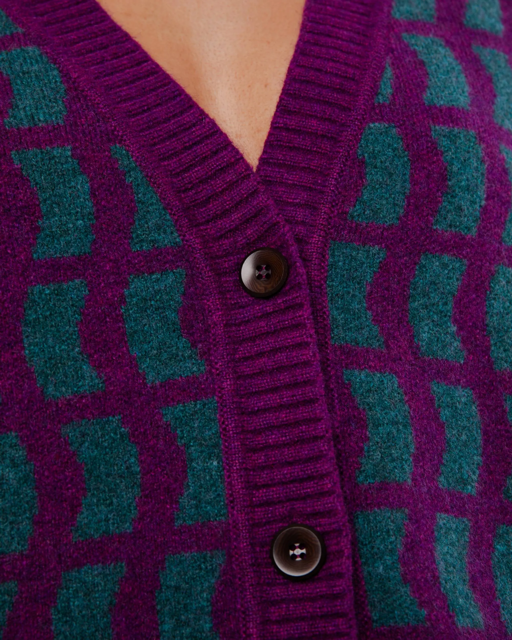 Geo Wool Cardigan Mulberry