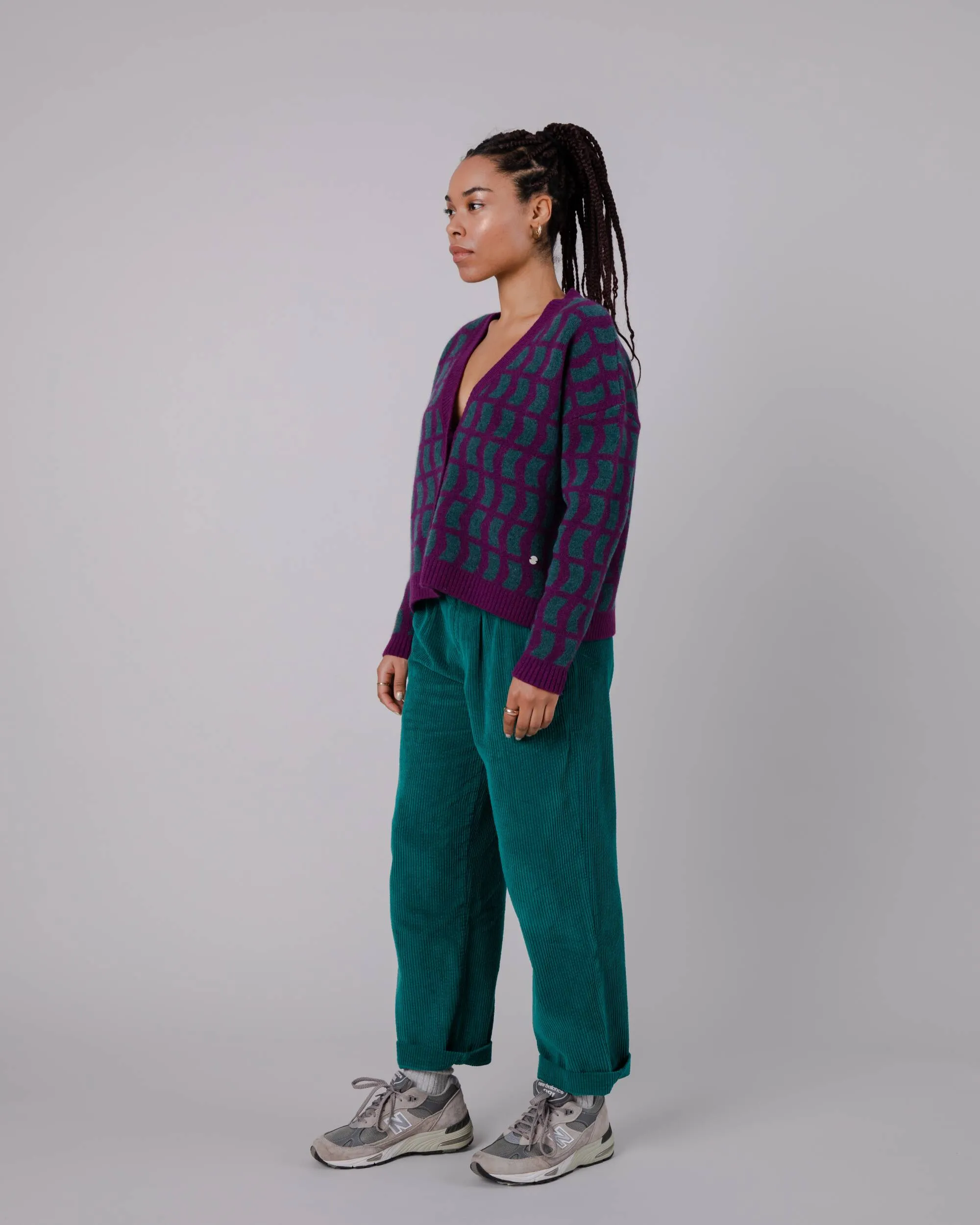 Geo Wool Cardigan Mulberry