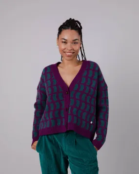Geo Wool Cardigan Mulberry