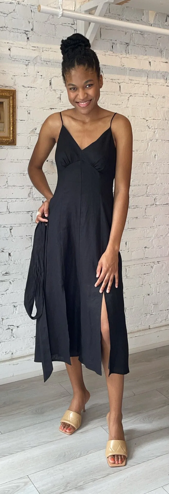 Georgette Slip Dress - Black