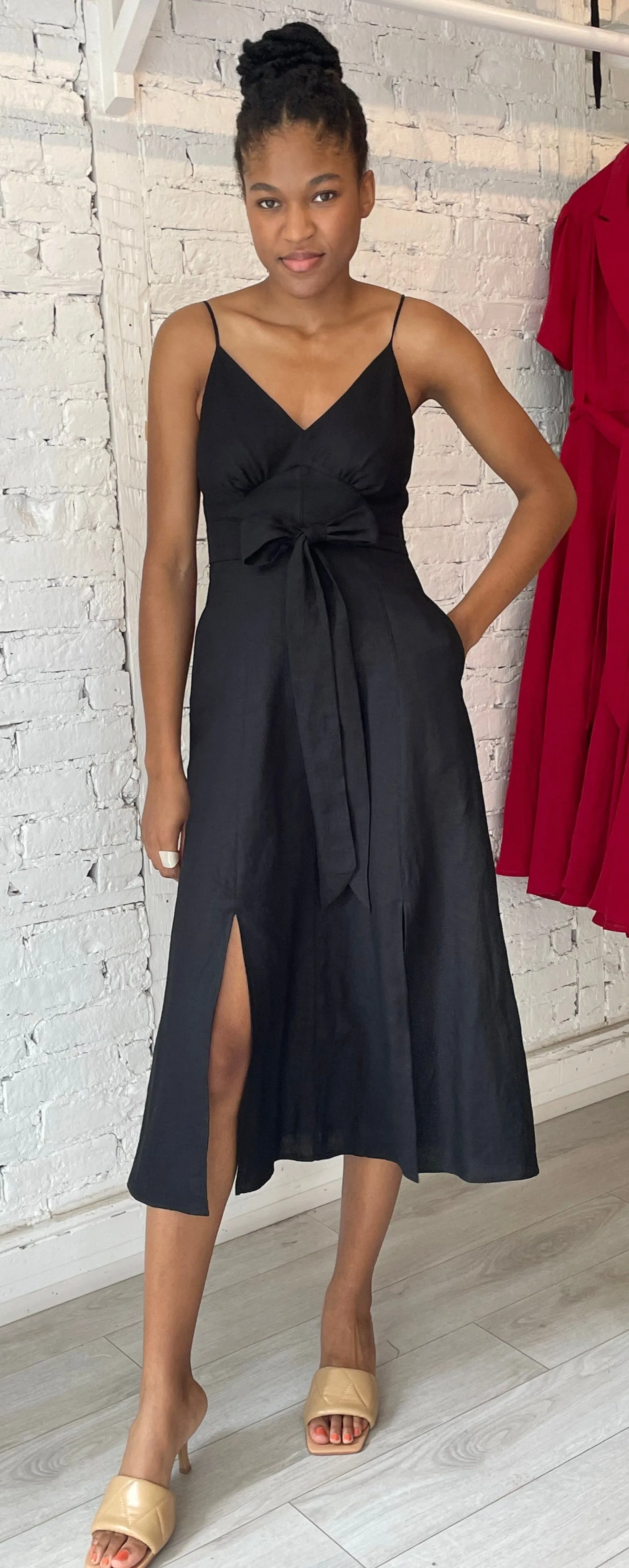 Georgette Slip Dress - Black