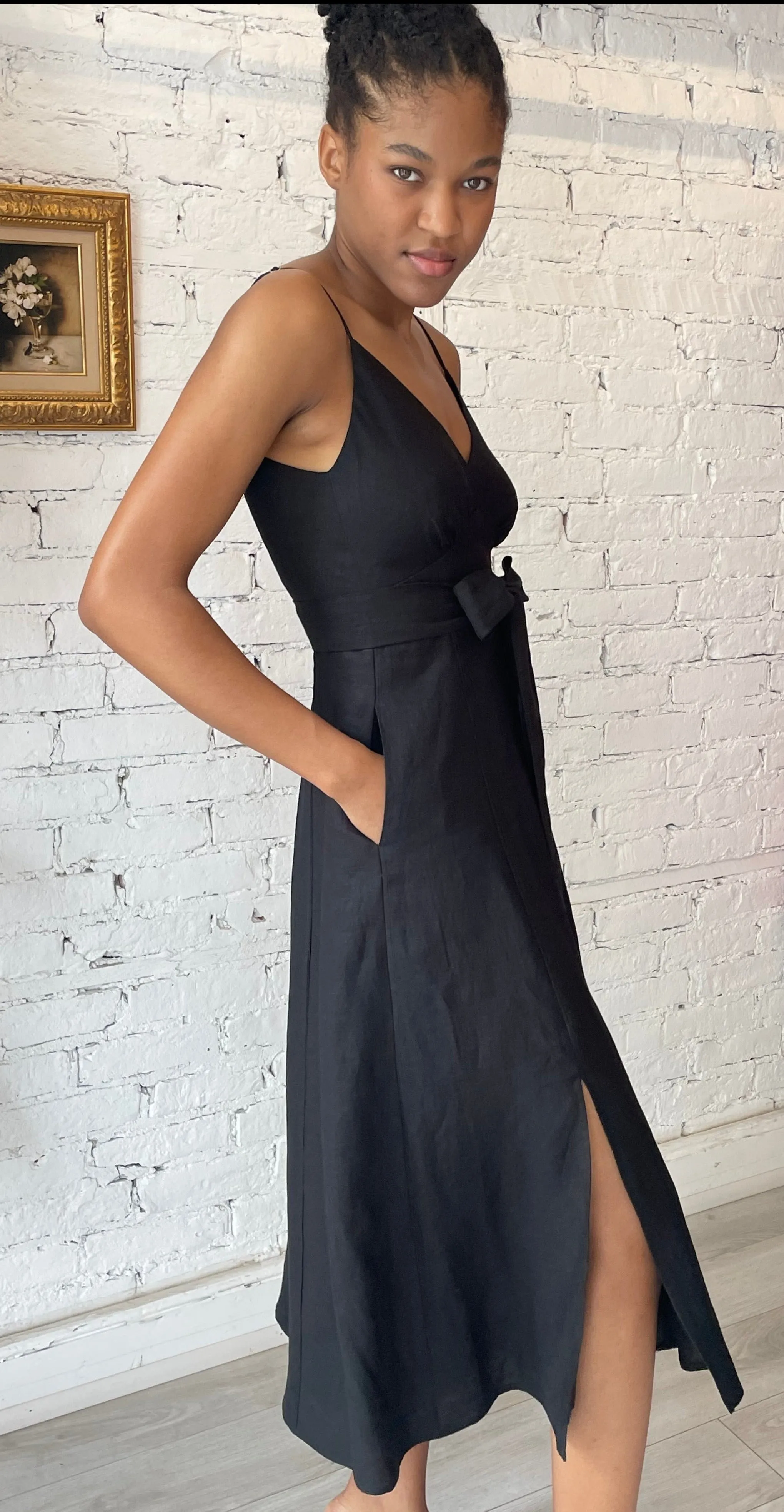 Georgette Slip Dress - Black