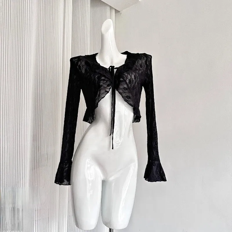 Girlary 2024 Summer Chiffon Butterfly Midi Dress Suit Women Elegant Irregular Sleeveless Dress   Black Short Cardigan Korean Fashion Set