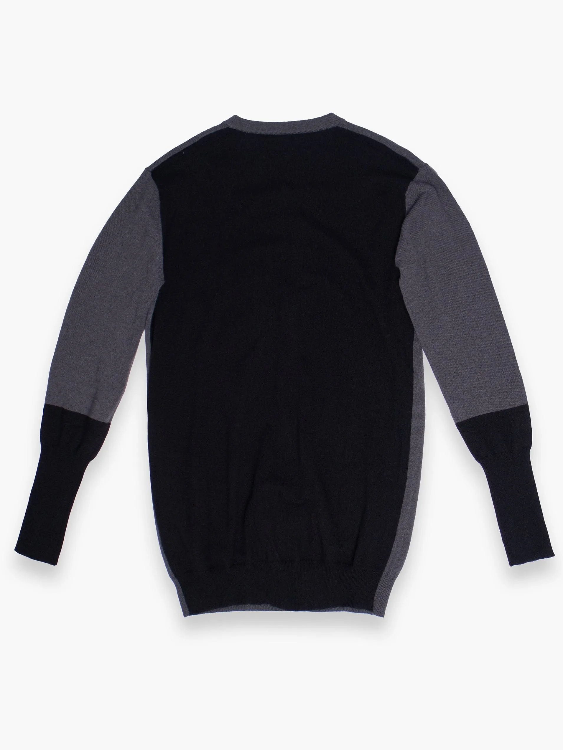 Grey Cashmere Cardigan with Black Sleeves