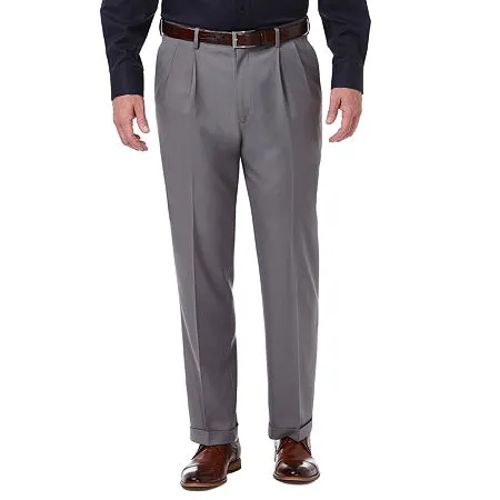 Haggar Men's Classic Fit Pleated Dress Pants Grey 32 x 30
