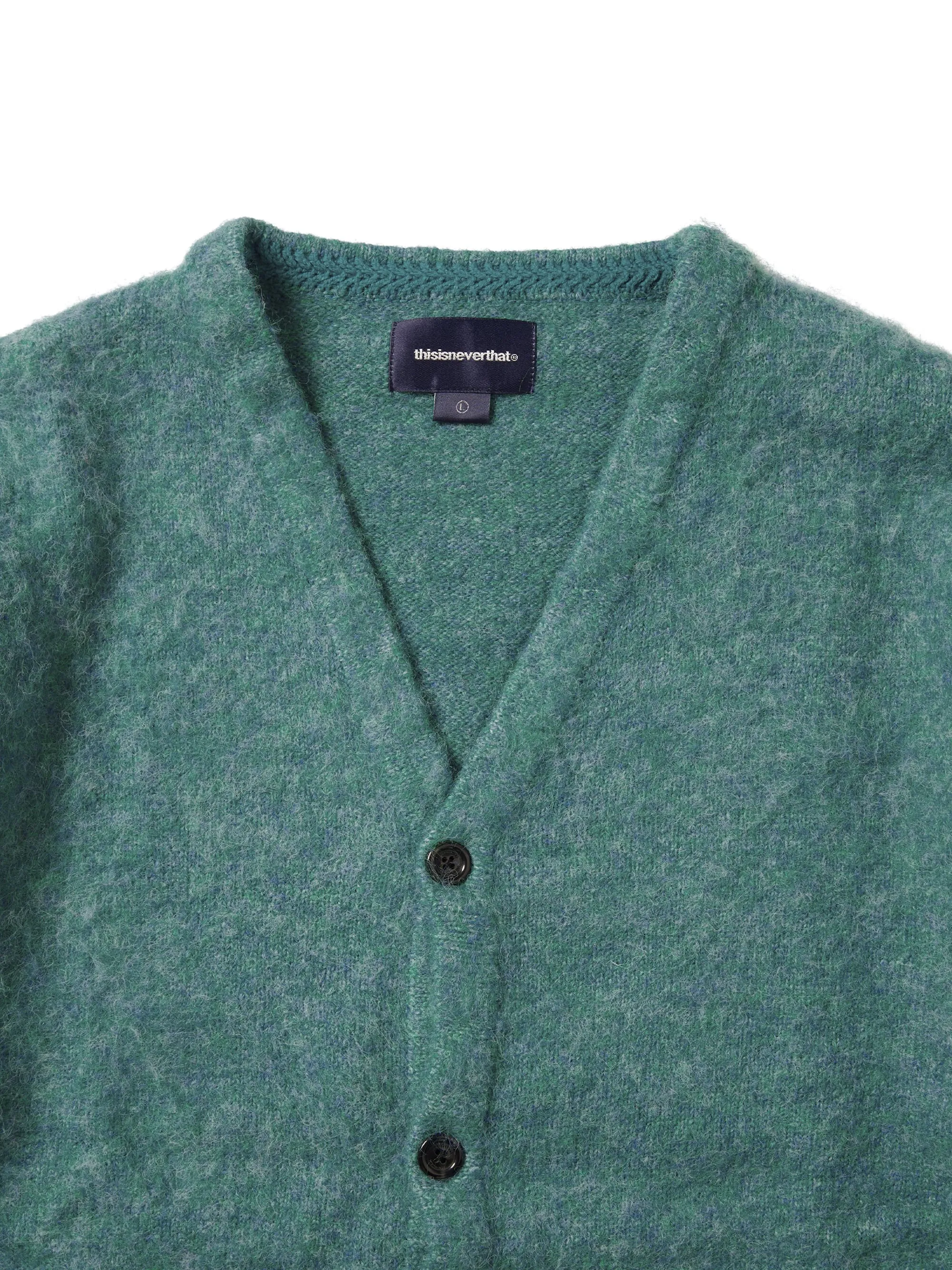 Hairy Knit Cardigan Green / THIS IS NEVER THAT