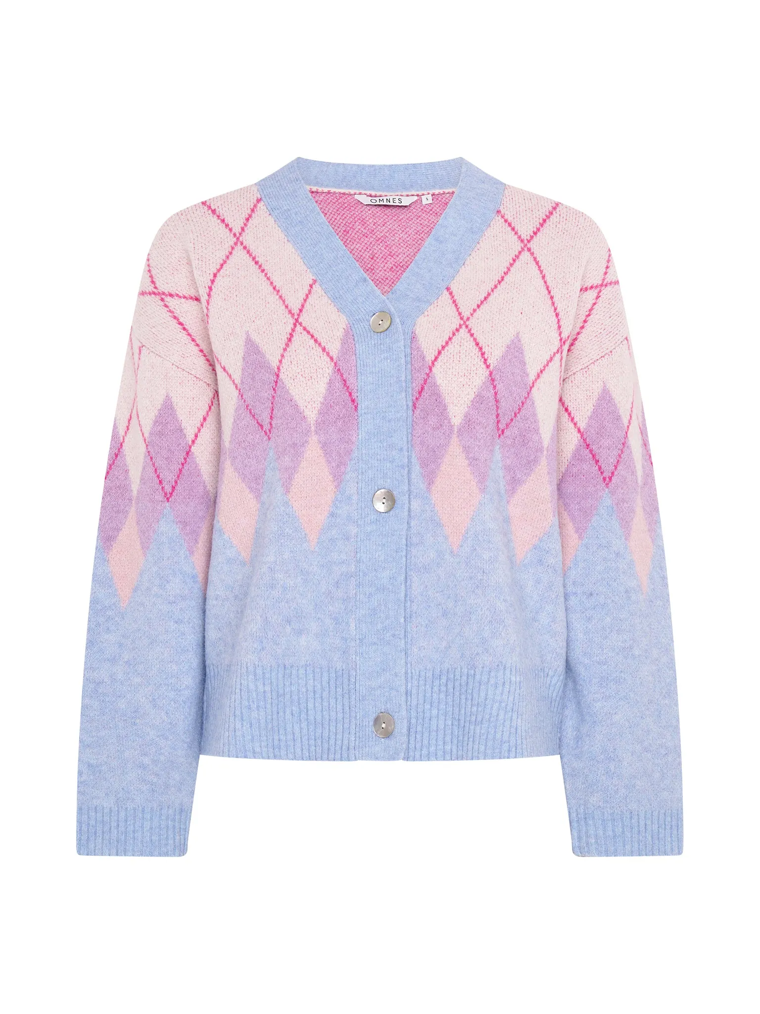 Henni Fluffy Argyle Cardigan in Cream