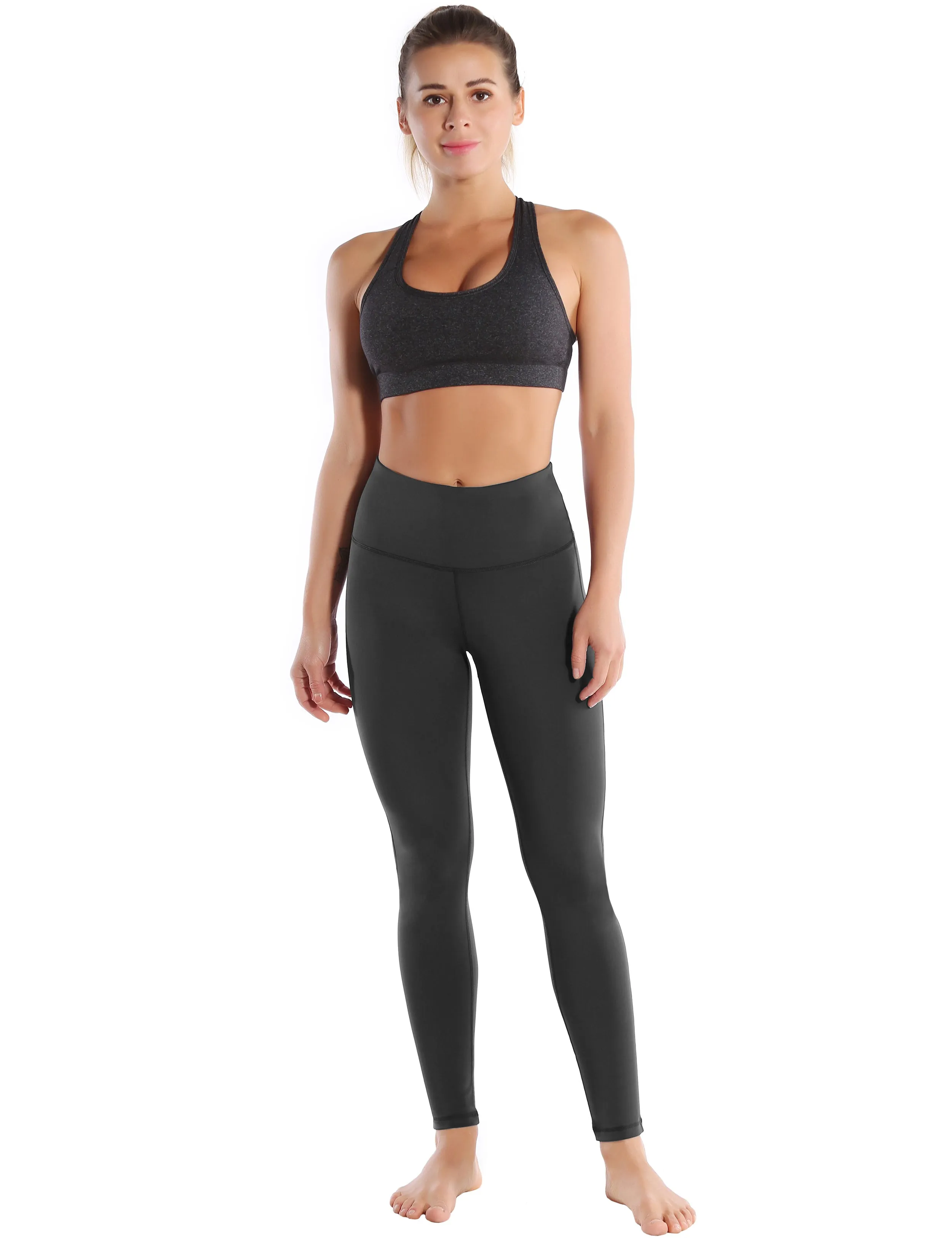 High Waist Side Line Yoga Pants shadowcharcoal_yoga