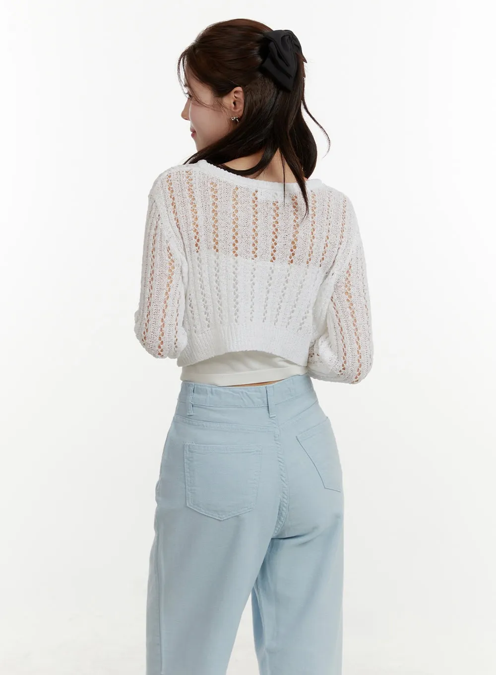 Hollow Out Cropped Cardigan OY409