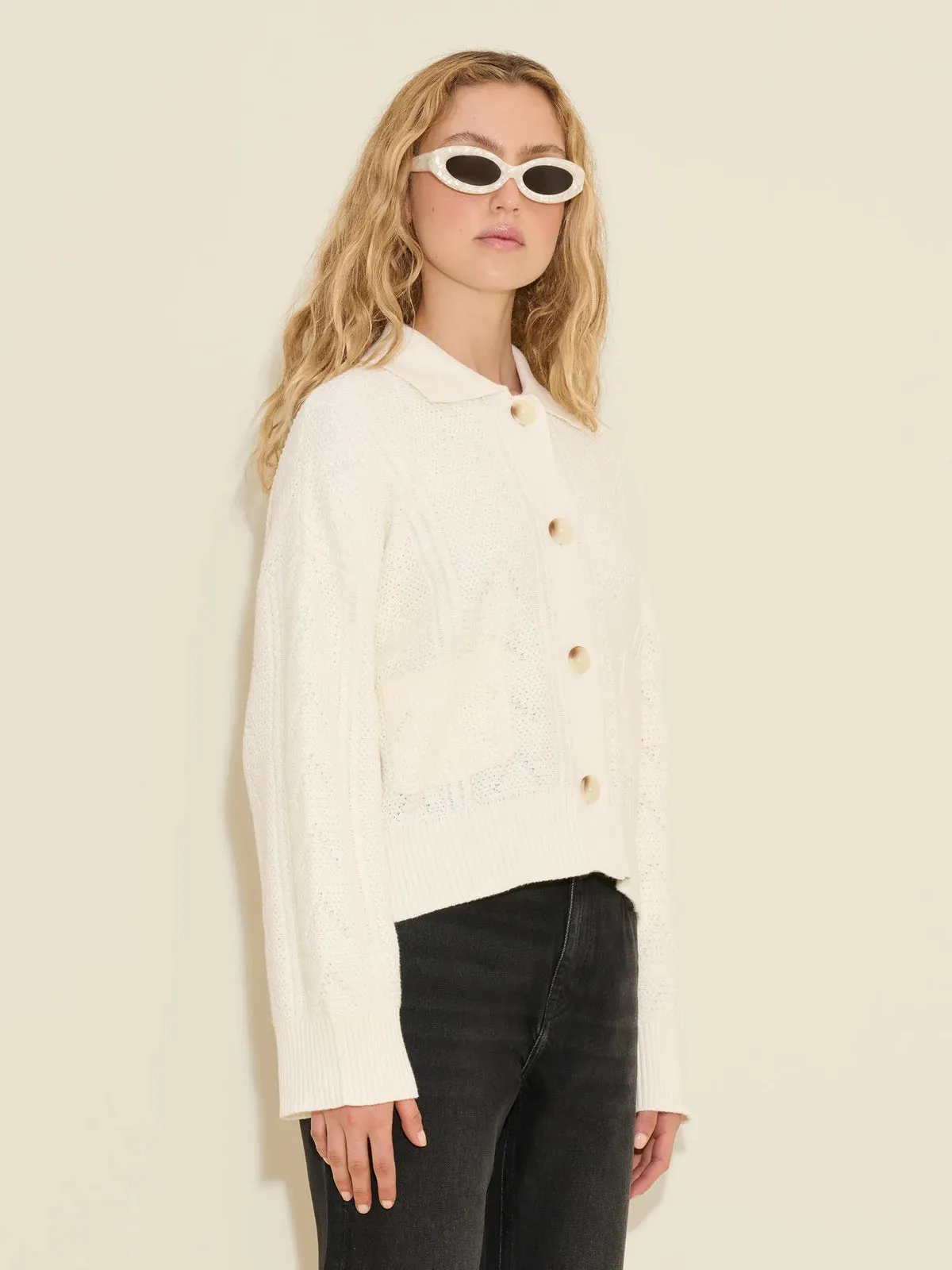 HOLZWEILER SERENA KNIT CARDIGAN WHITE