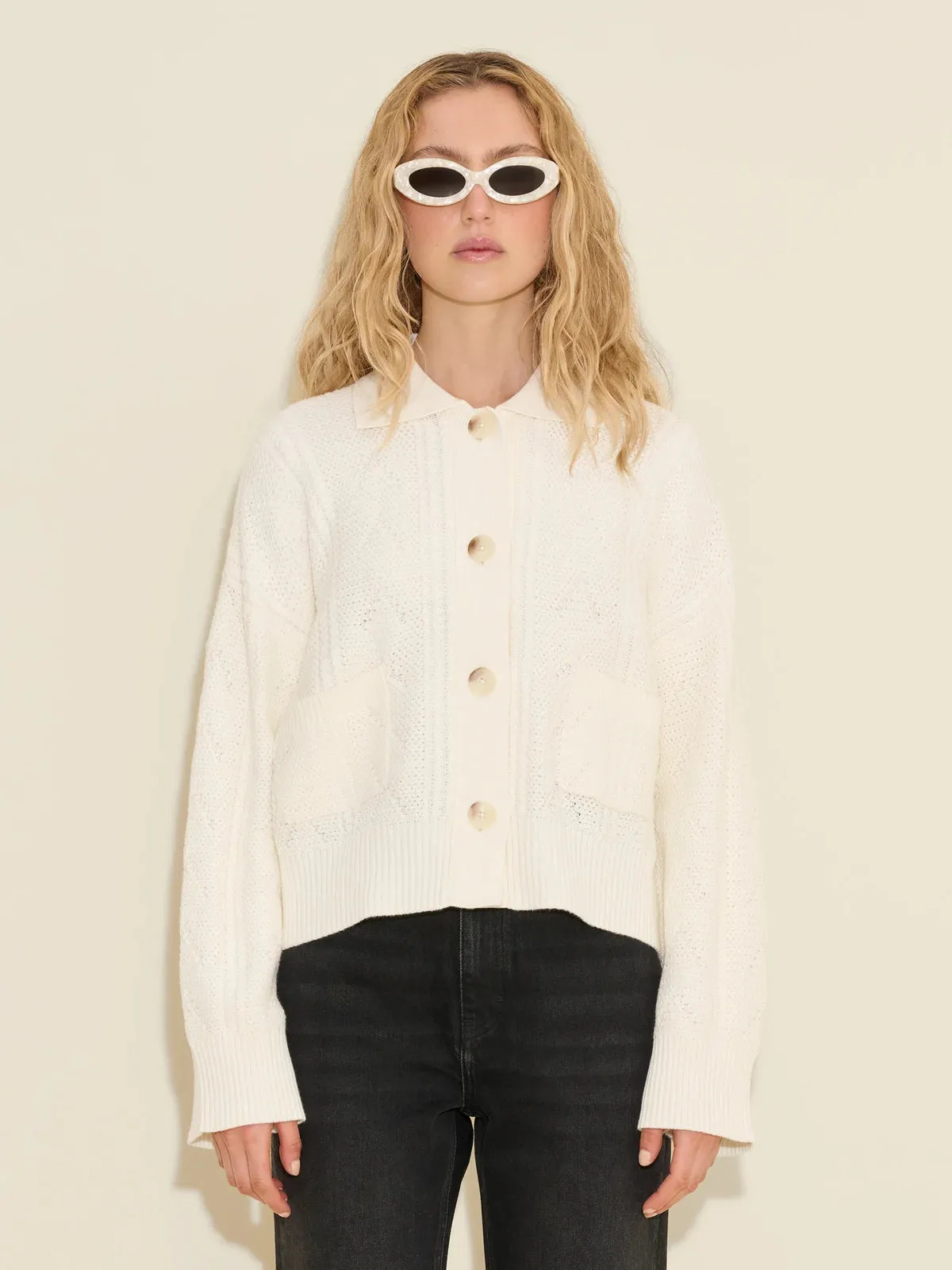 HOLZWEILER SERENA KNIT CARDIGAN WHITE