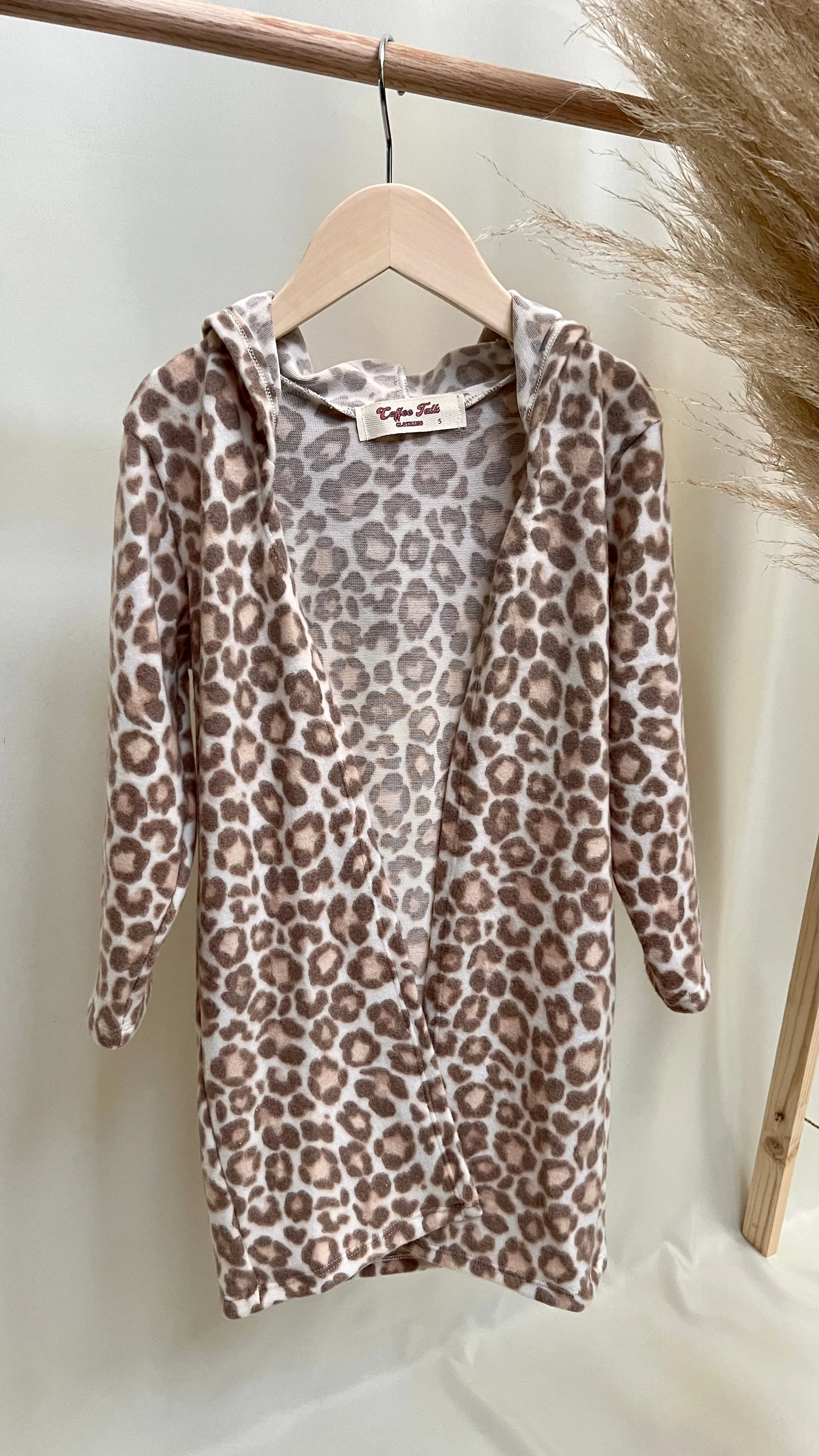 Hooded Cardigan in Pastel Leopard