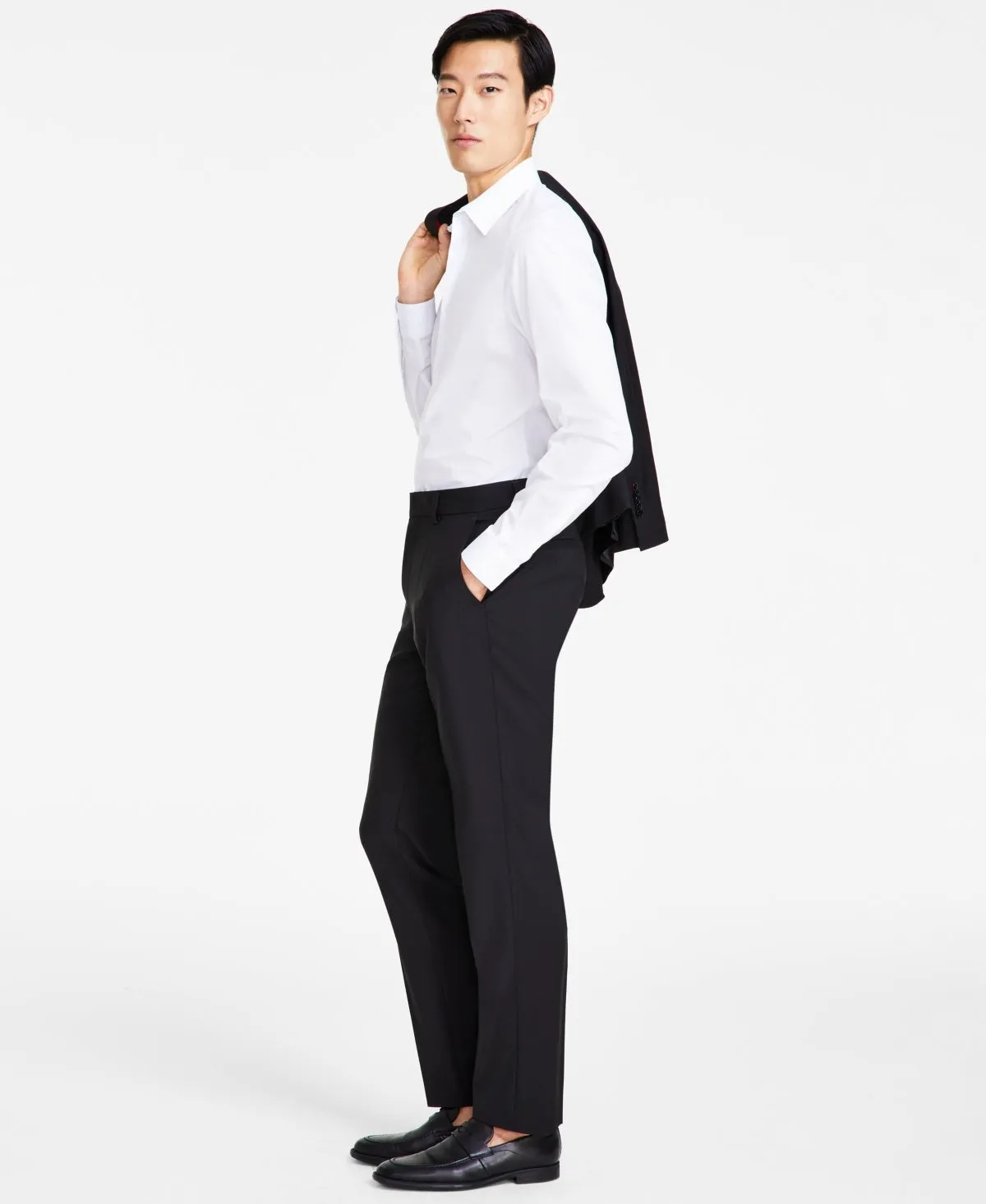 Hugo Boss Mens Modern-Fit Wool Black Suit Dress Pants 40 x 32