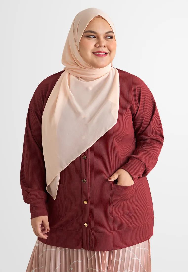Ita Button Ribbed Long Cardigan
