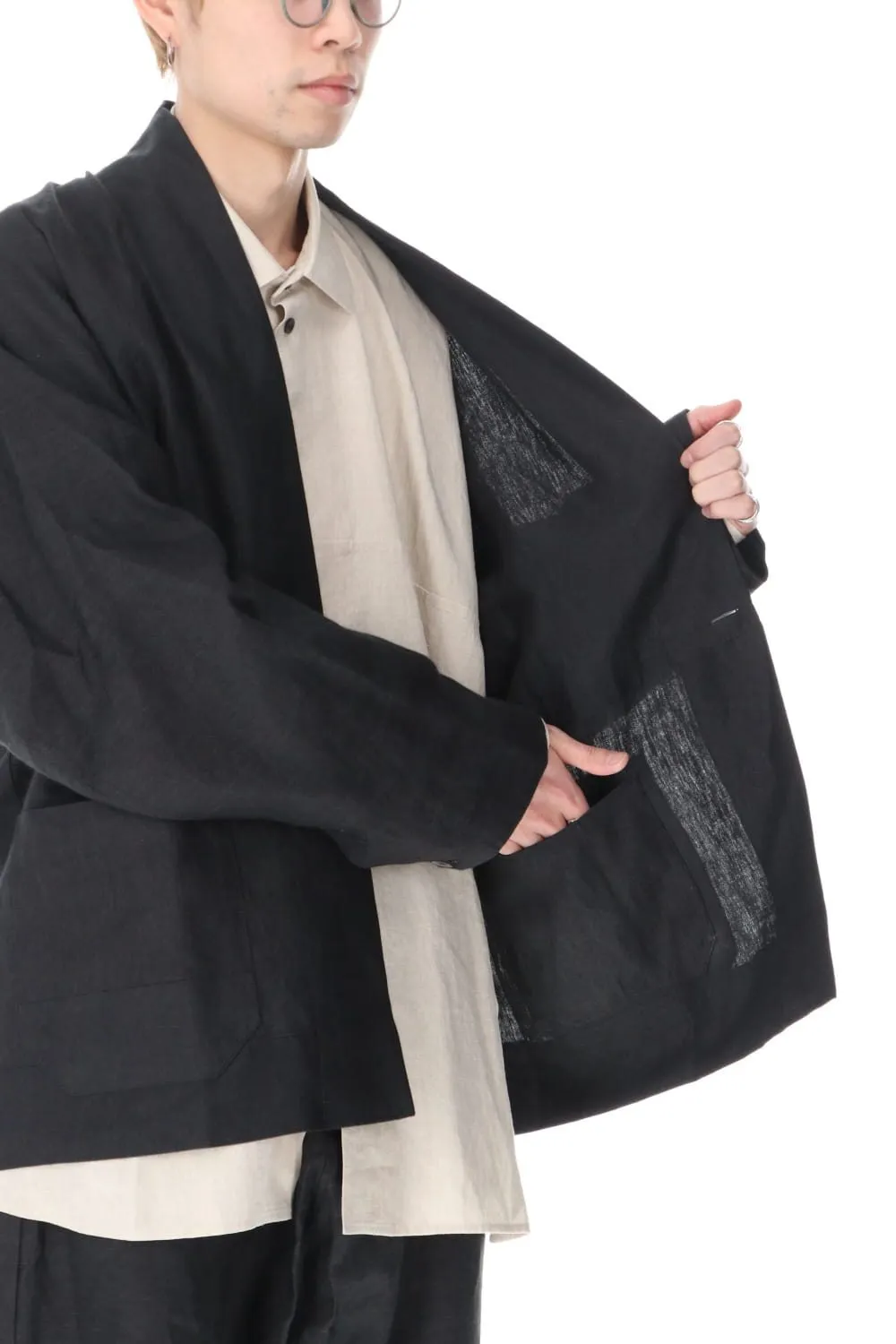JACKET#43 ANTHRACITE RAMIE/LINEN TWILL