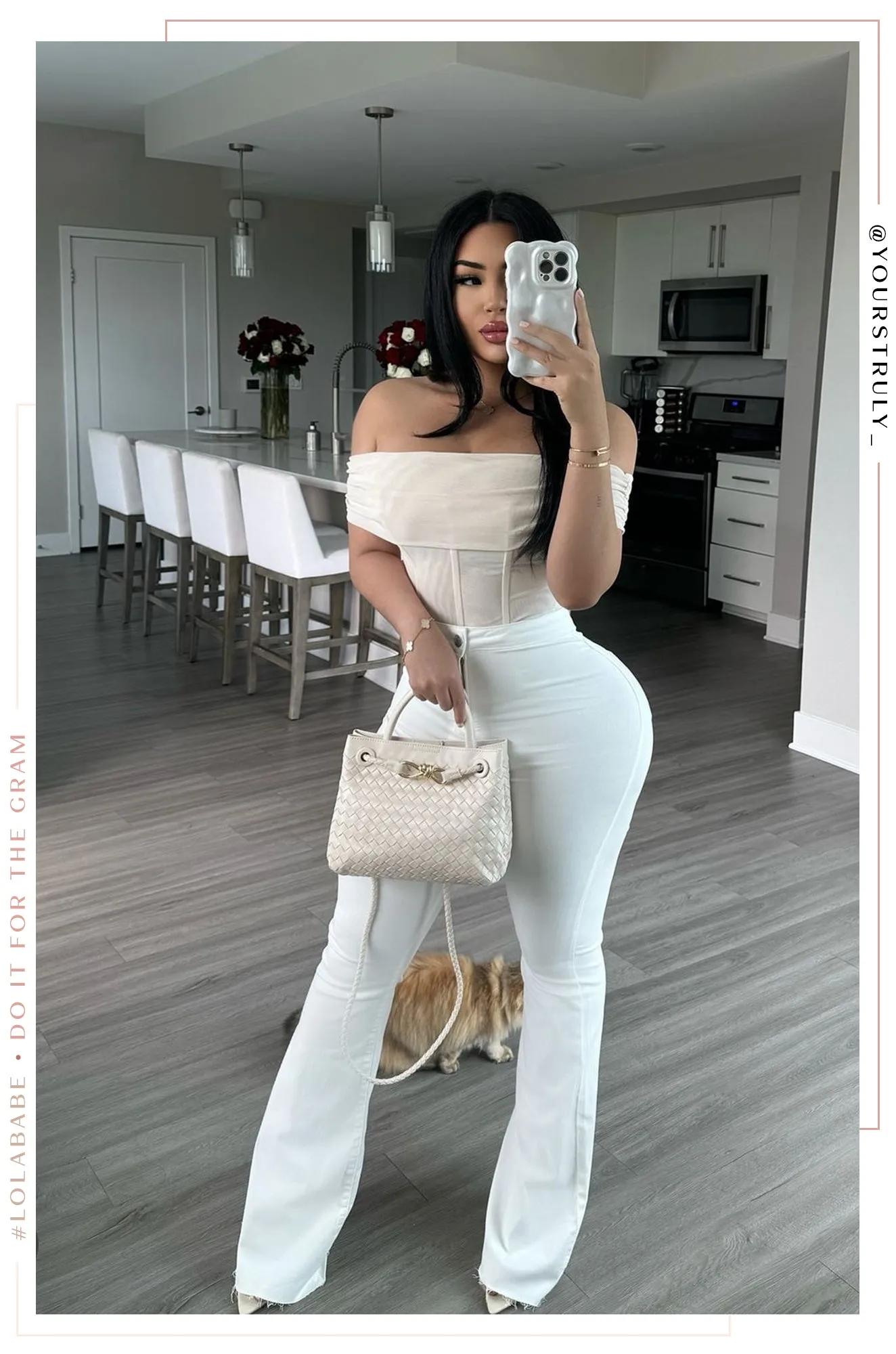 Janet High Waist Flare Pant - White