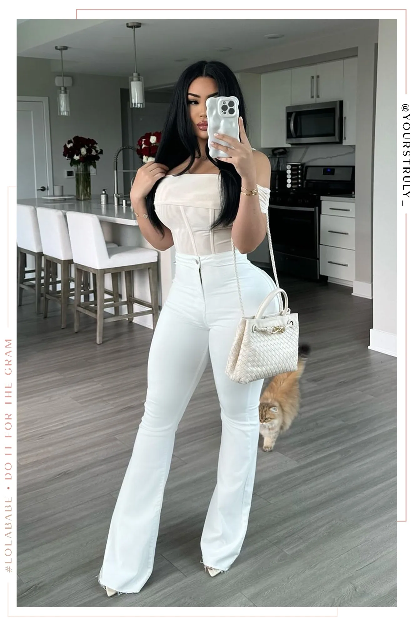 Janet High Waist Flare Pant - White