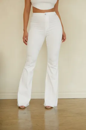 Janet High Waist Flare Pant - White
