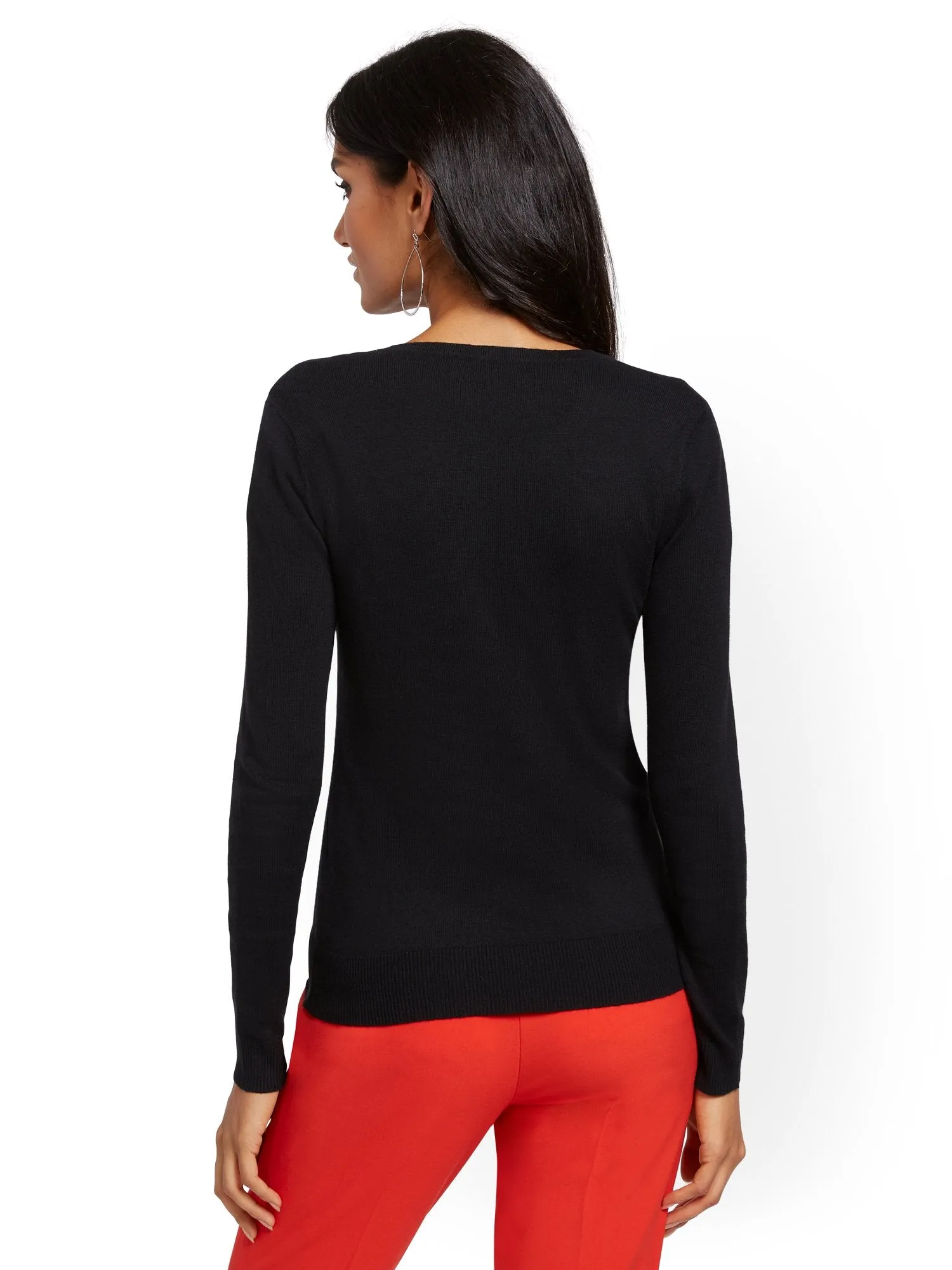 Jeweltone-Button Chelsea Crewneck Cardigan