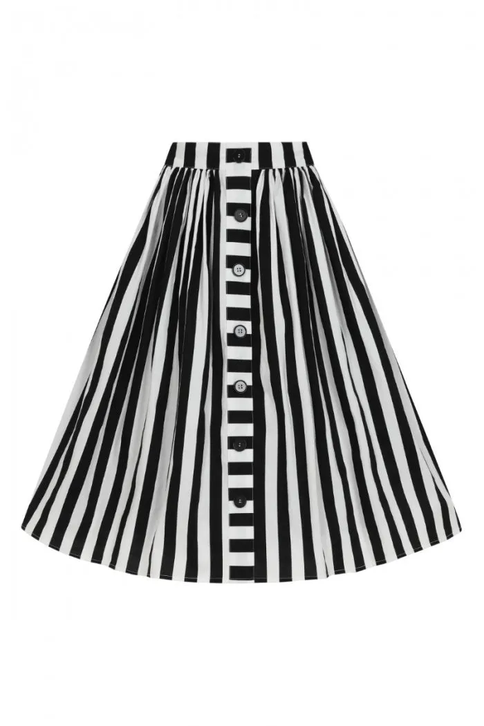 Juno Black and White Stripe Swing Skirt