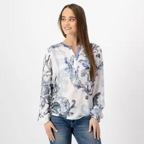 Just White Blouse with Floral Pattern – Style J1039
