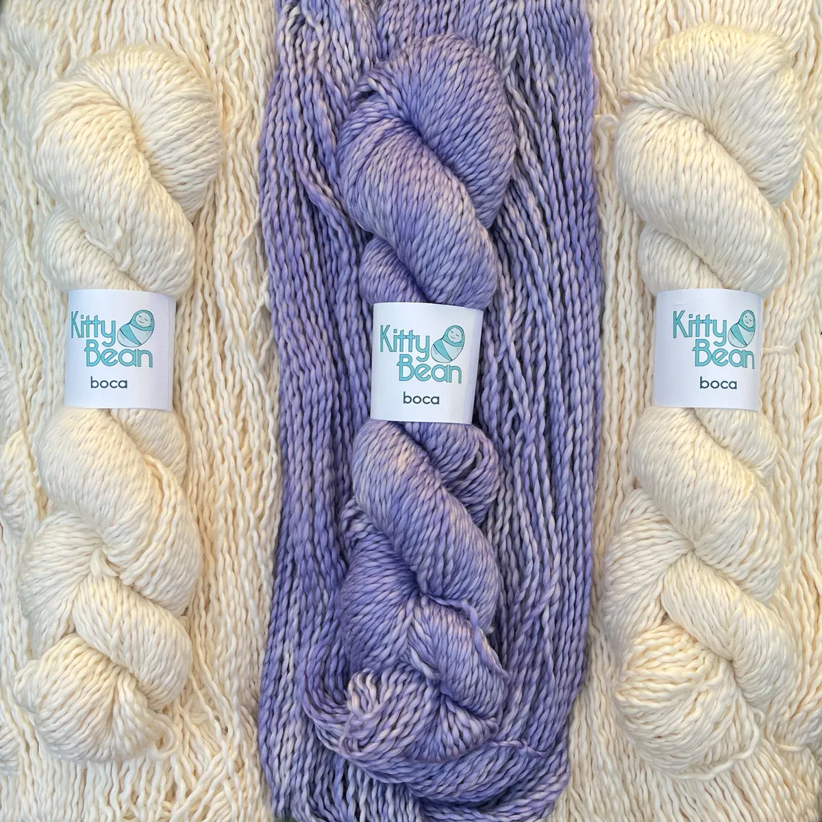 KittyBean Beanut Boca Baby Kit: Pima Cotton DK Yarn | Hand-Dyed Skeins | Layette Knitting