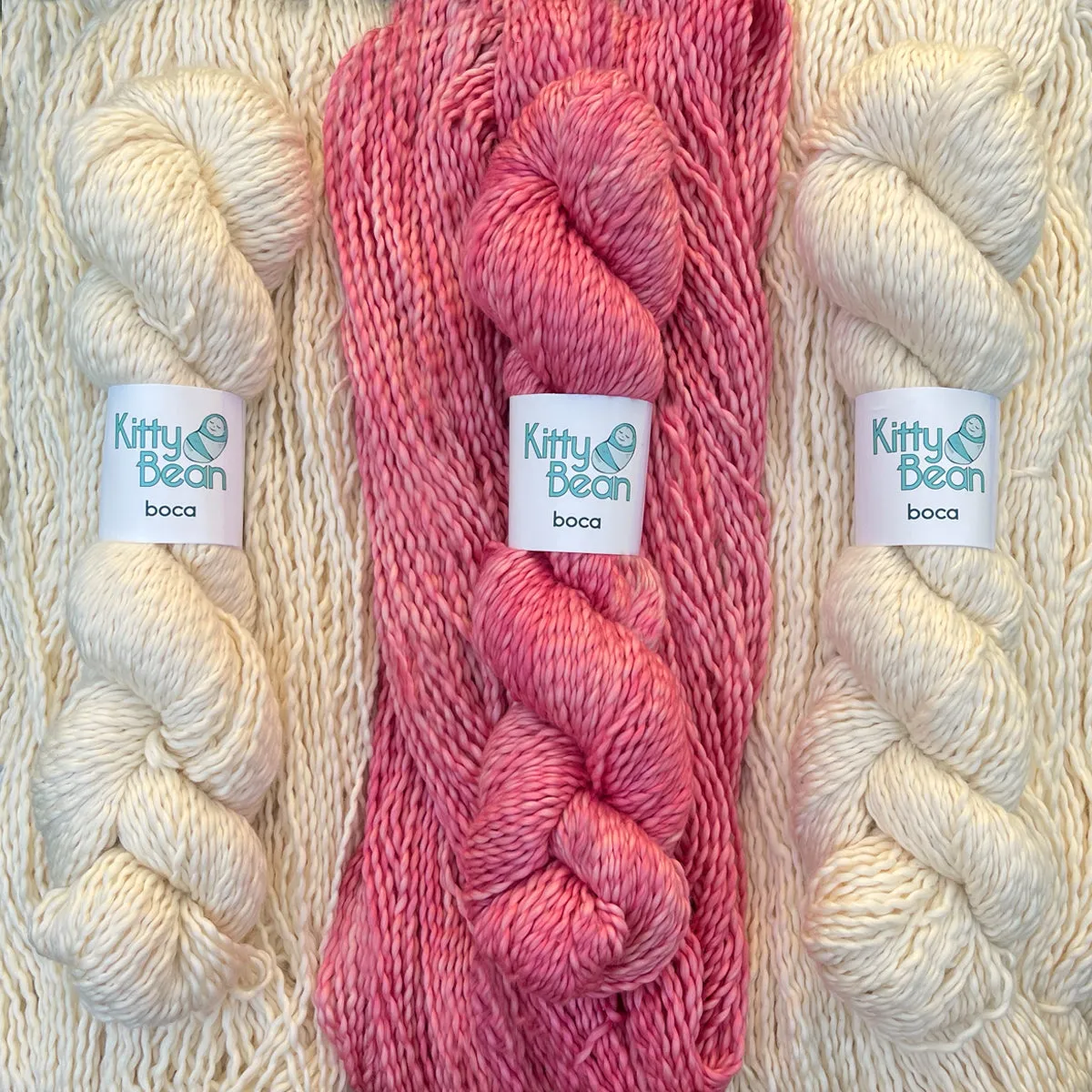 KittyBean Beanut Boca Baby Kit: Pima Cotton DK Yarn | Hand-Dyed Skeins | Layette Knitting