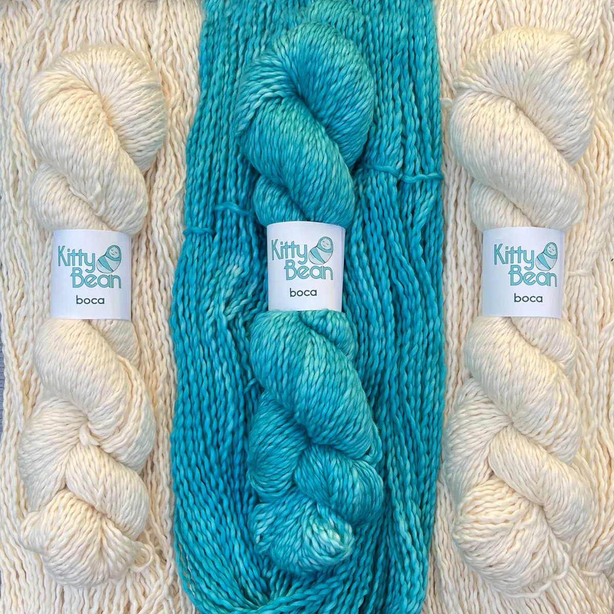 KittyBean Beanut Boca Baby Kit: Pima Cotton DK Yarn | Hand-Dyed Skeins | Layette Knitting
