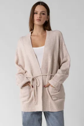Knitted Wool Blend Open Cardigan
