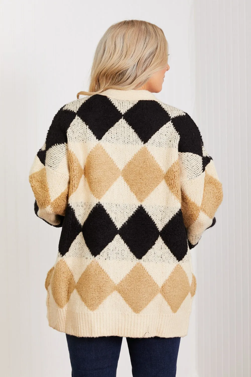 Know-It-All Argyle Longline Cardigan
