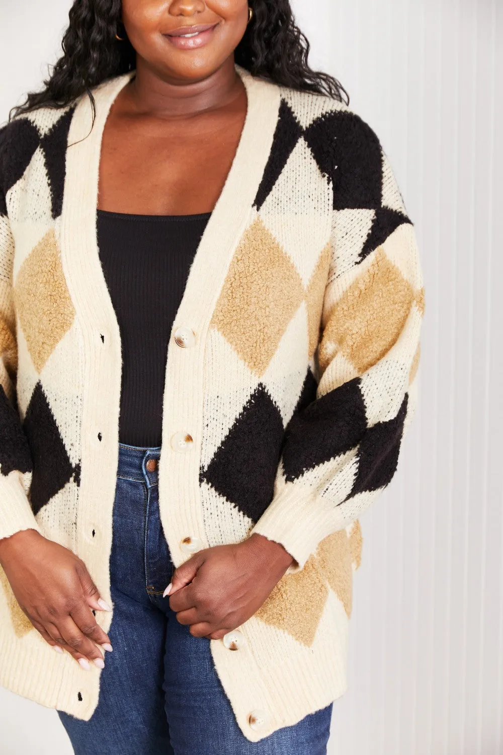 Know-It-All Argyle Longline Cardigan