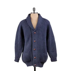 Lambswool Shawl Collar Cardigan in Navy