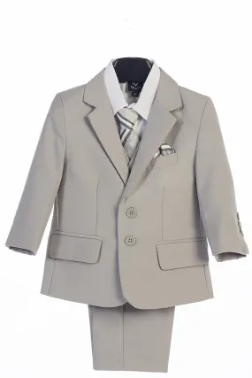 Light Gray Boys 5-Piece Suit - Little Gents - LT-3582LG