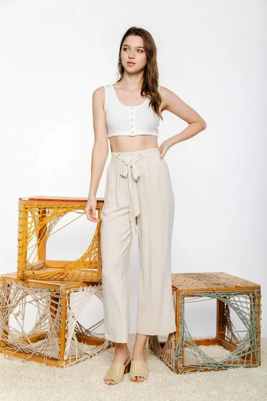 Linen high waist wide pants
