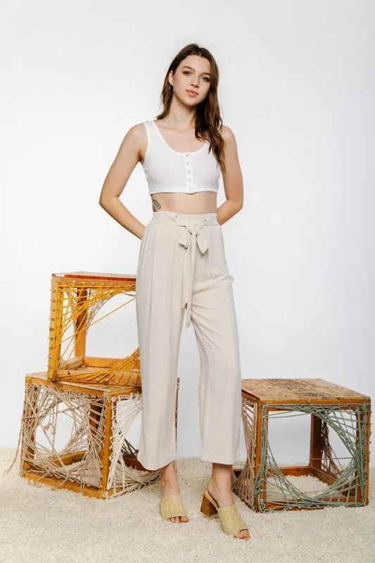 Linen high waist wide pants