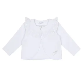 LITTLE A - Jessica Pastel Hearts Broderie Anglaise Cardigan - White