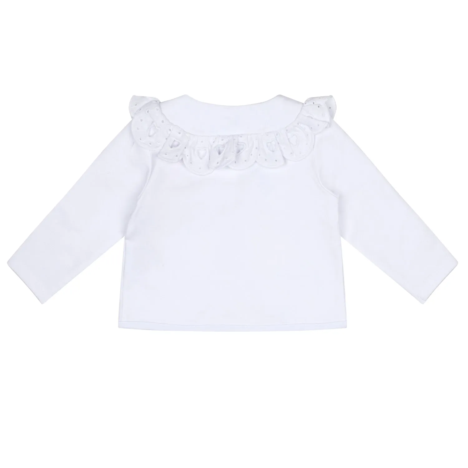 LITTLE A - Jessica Pastel Hearts Broderie Anglaise Cardigan - White