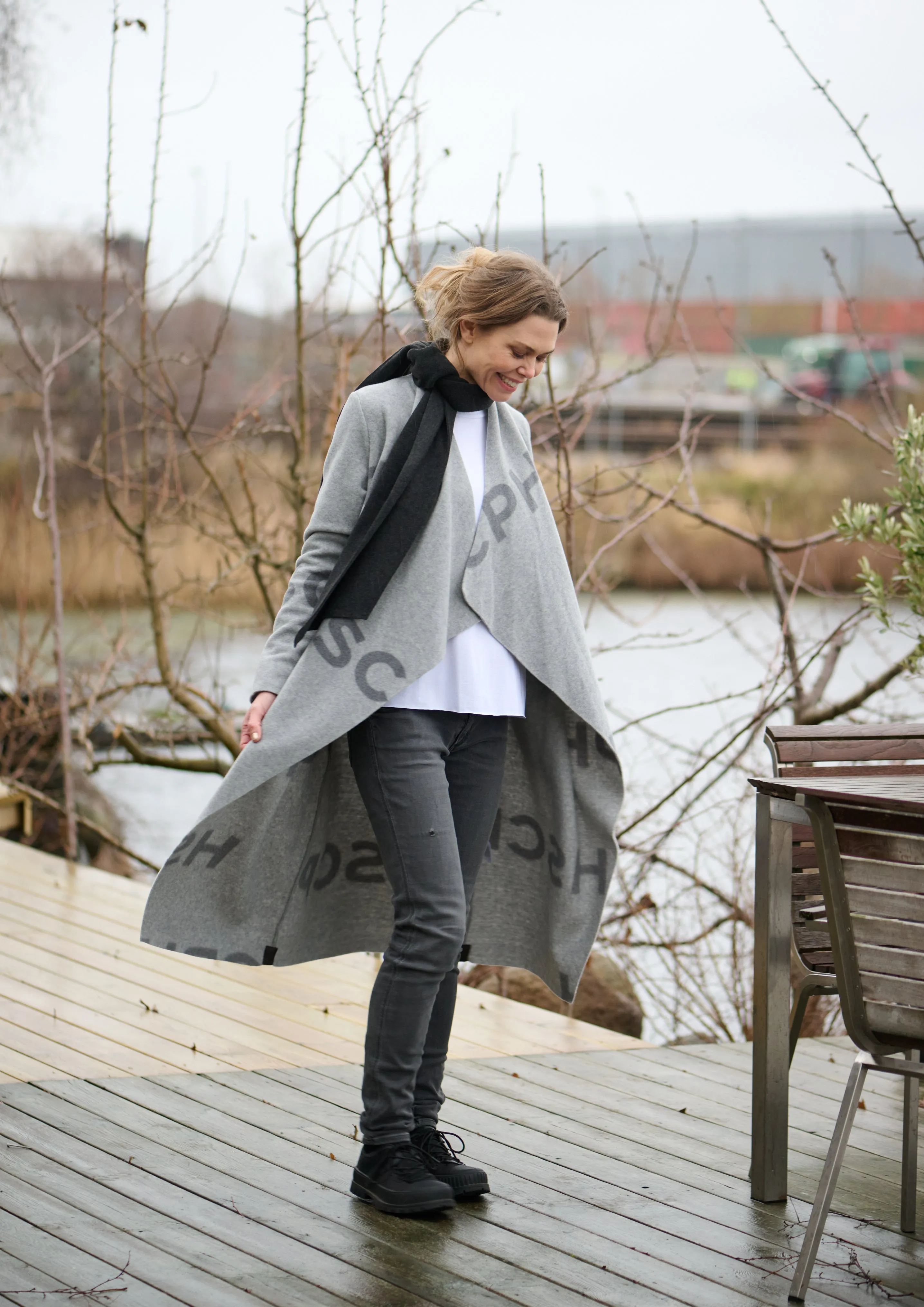 LONG CARDIGAN W/ WATERFALL - 7131P - HSCPH PRINT