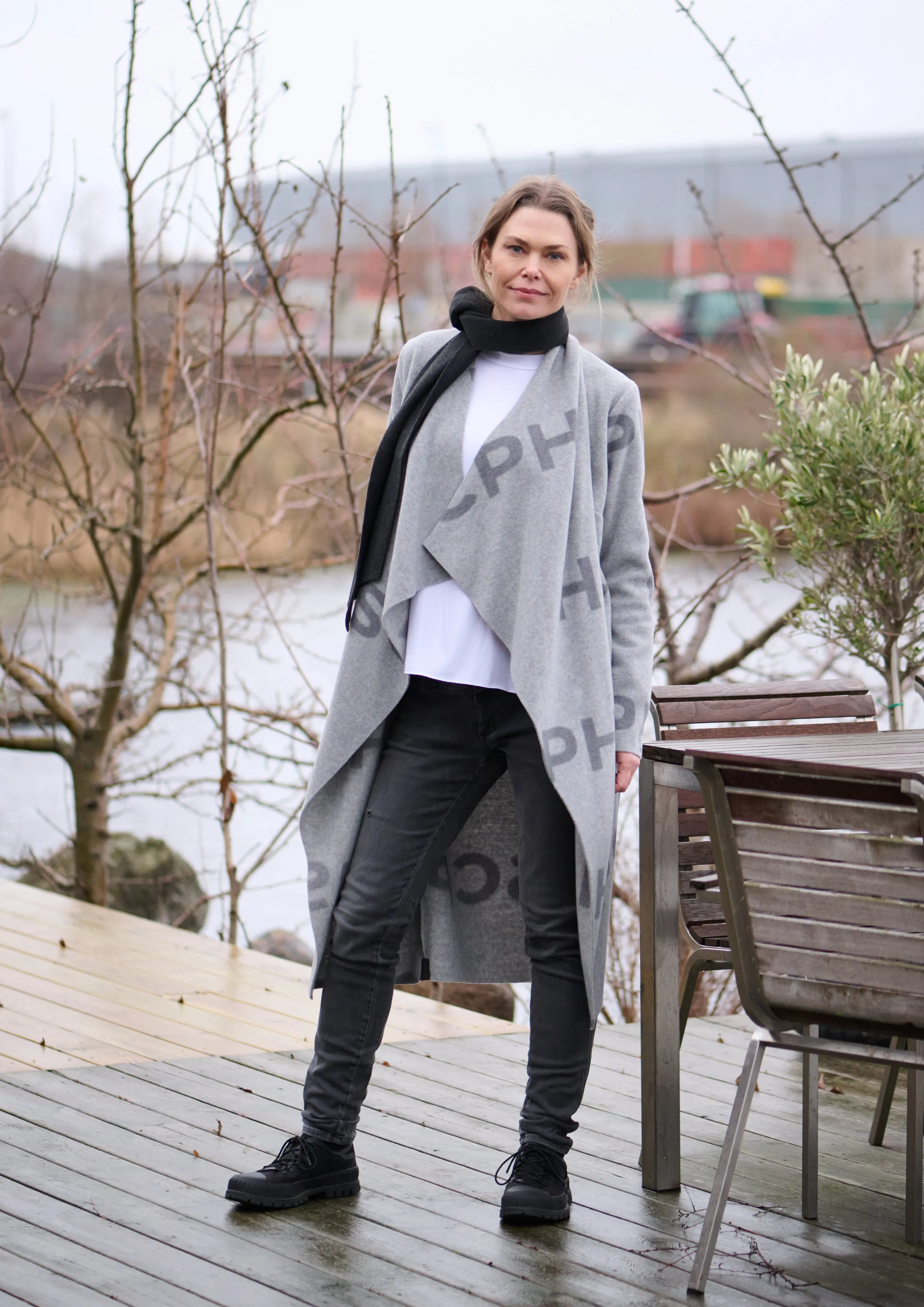 LONG CARDIGAN W/ WATERFALL - 7131P - HSCPH PRINT